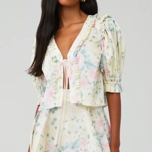 Selkie Floral Blouse in Soft Yellow and Pink